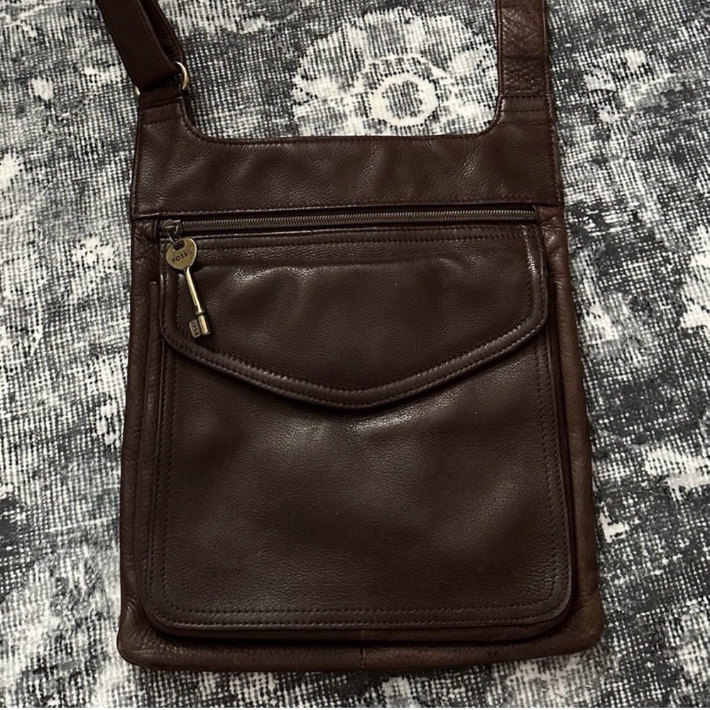 Brown Leather Fossil crossbody bag